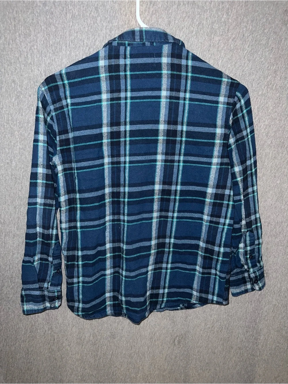 Old Navy Blue and Teal Plaid Button-Down Shirt